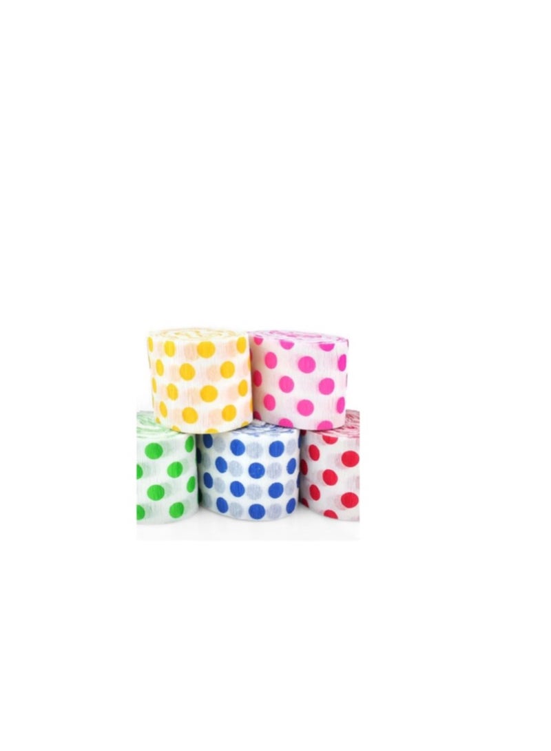 Crepe Paper Unique Polka Dot (Pack of 2) 2inch x 90feet Red and Green - Image 1