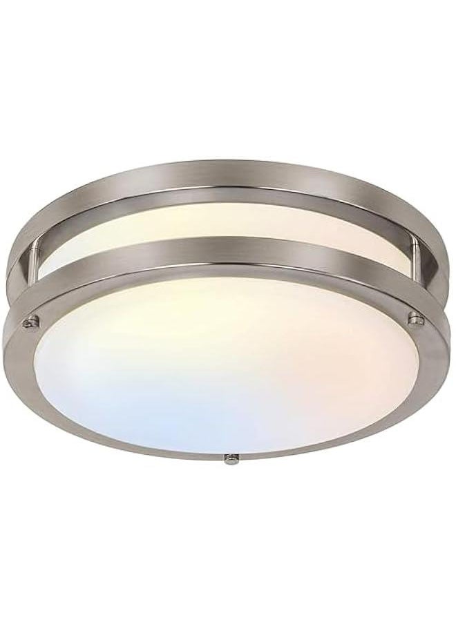 Arabest 13 inch Adjustable Flush Mount LED Ceiling Light Fixture, Dimmable Brushed Nickel Lighting for Hallway, Bathroom, Kitchen, or Stairwell - ETL Listed  - Image 1
