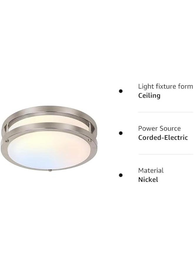 Arabest 13 inch Adjustable Flush Mount LED Ceiling Light Fixture, Dimmable Brushed Nickel Lighting for Hallway, Bathroom, Kitchen, or Stairwell - ETL Listed  - Image 3