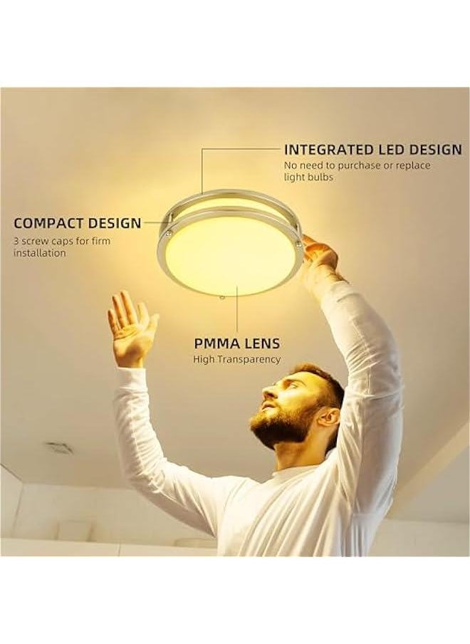 Arabest 13 inch Adjustable Flush Mount LED Ceiling Light Fixture, Dimmable Brushed Nickel Lighting for Hallway, Bathroom, Kitchen, or Stairwell - ETL Listed  - Image 5