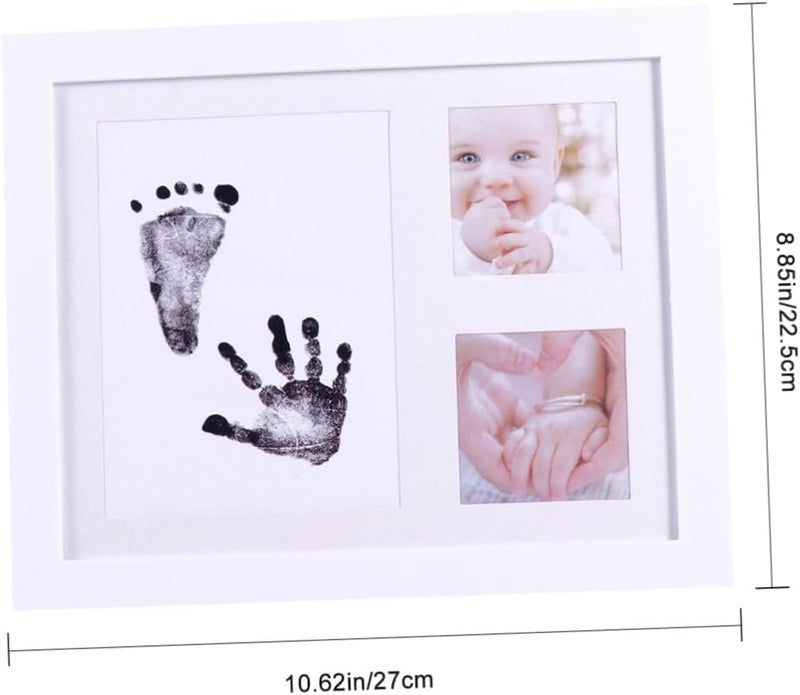 Growth Record Photo Frame for Creative Handprint and Footprint Holder White Keepsake Nursery Display for Newborn Memory Preservation - Image 2