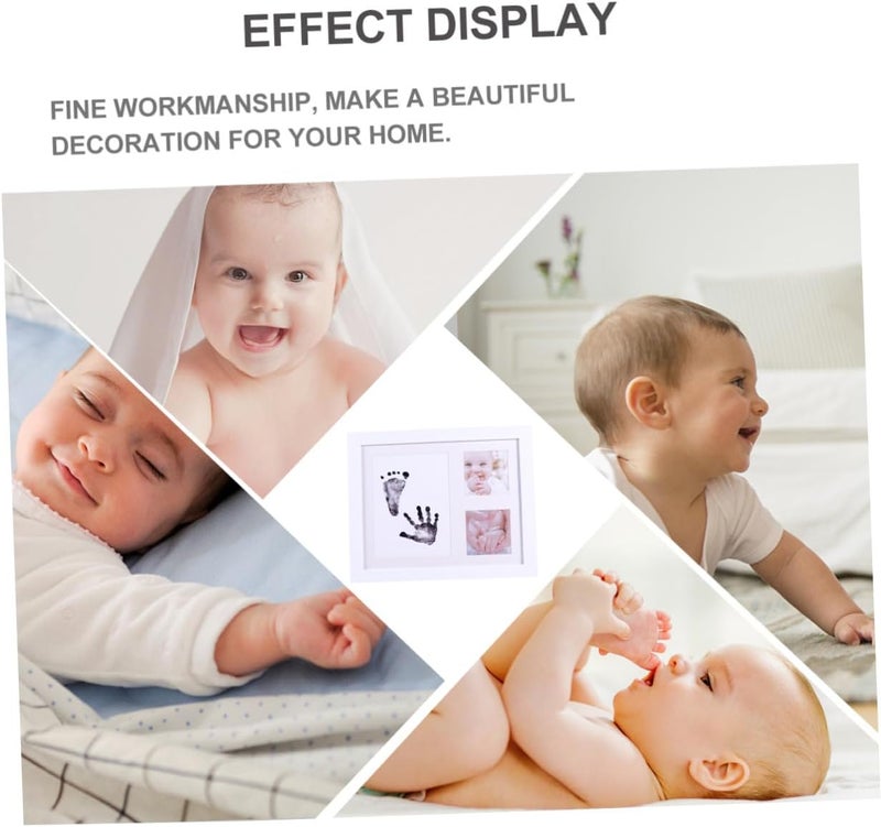 Growth Record Photo Frame for Creative Handprint and Footprint Holder White Keepsake Nursery Display for Newborn Memory Preservation - Image 5