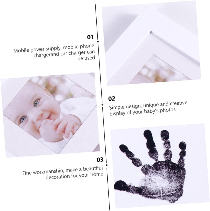 Growth Record Photo Frame for Creative Handprint and Footprint Holder White Keepsake Nursery Display for Newborn Memory Preservation - Image 4