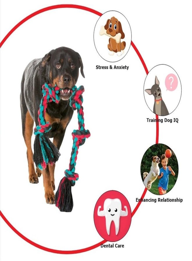PETSWARE CottonRope Toy for Aggressive Chewers, Tough Tug of War Large Dog Toys with Knots, Durable Cotton Rope Dog Chew Toy for Medium and Big Dogs- Washable (5 Knots Rope) Color May Vary - Image 4
