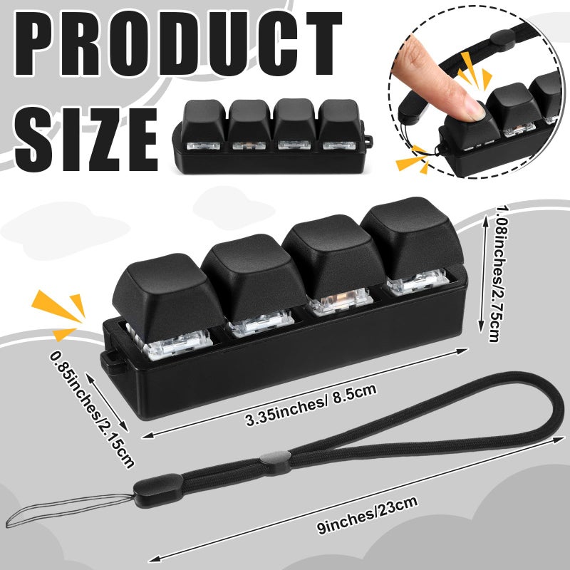 Ferreve 2 Pcs Keyboard Fidget Toys Fidget Clicker Keyboard Four-Button Clicker Keychain Button ADHD Stress Relief Gifts for Adult to Relief Stress Pass The Time(Black) - Image 2