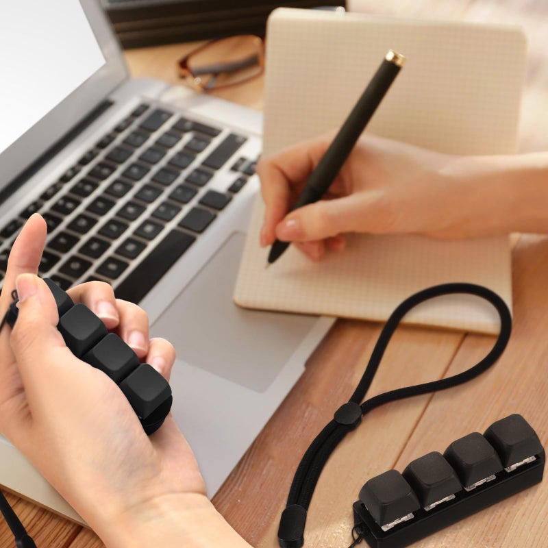Ferreve 2 Pcs Keyboard Fidget Toys Fidget Clicker Keyboard Four-Button Clicker Keychain Button ADHD Stress Relief Gifts for Adult to Relief Stress Pass The Time(Black) - Image 4