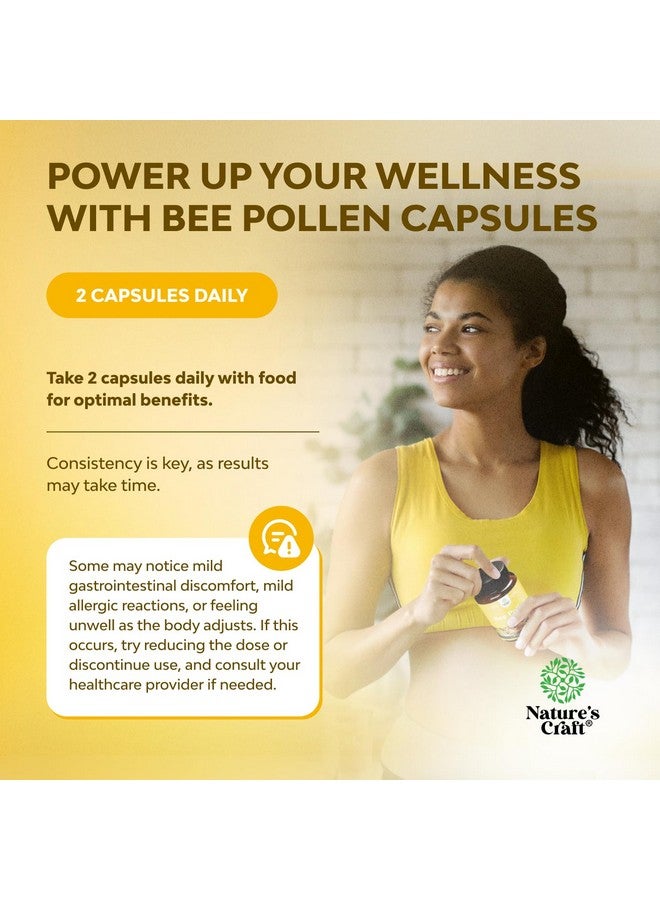 Natures Craft Bee Pollen Supplement 1000mg per Serving - Pure Capsules with Naturally Occurring B Vitamins Minerals & Enzymes Pills Made Vegetarian Non-GMO Gluten Free (30 Servings) - Image 5