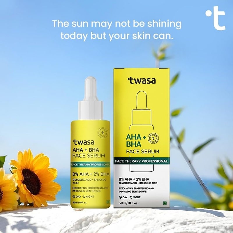 Twasa 8 AHA 2 BHA Exfoliating Face Serum For Reduces Excess Oil Fights Acne Skin Renewal Improved Skin Texture Brightening Even Skin Tone Men Women 30ml - Image 5
