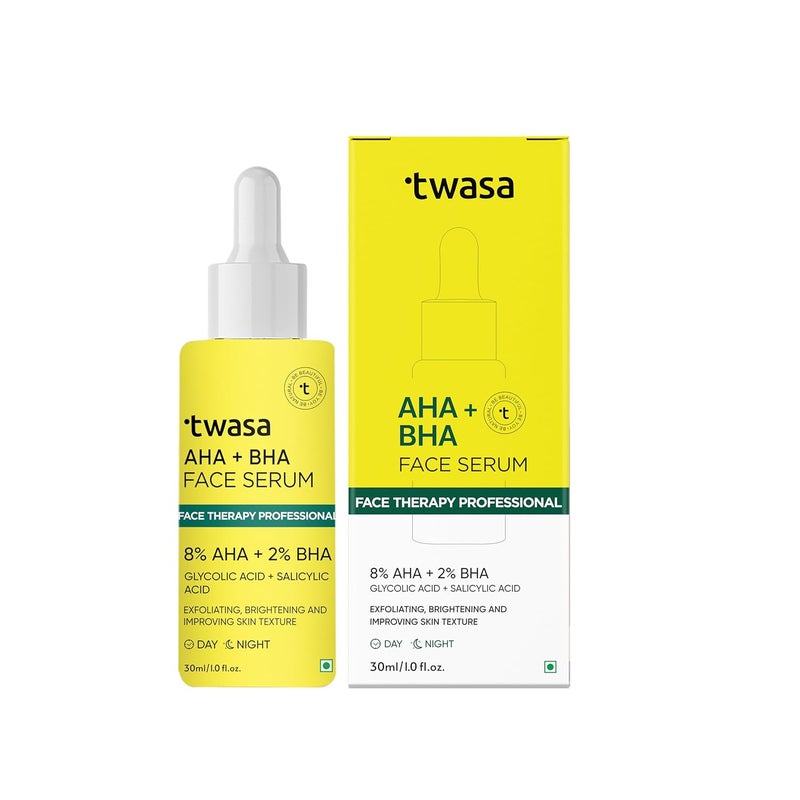 Twasa 8 AHA 2 BHA Exfoliating Face Serum For Reduces Excess Oil Fights Acne Skin Renewal Improved Skin Texture Brightening Even Skin Tone Men Women 30ml - Image 1