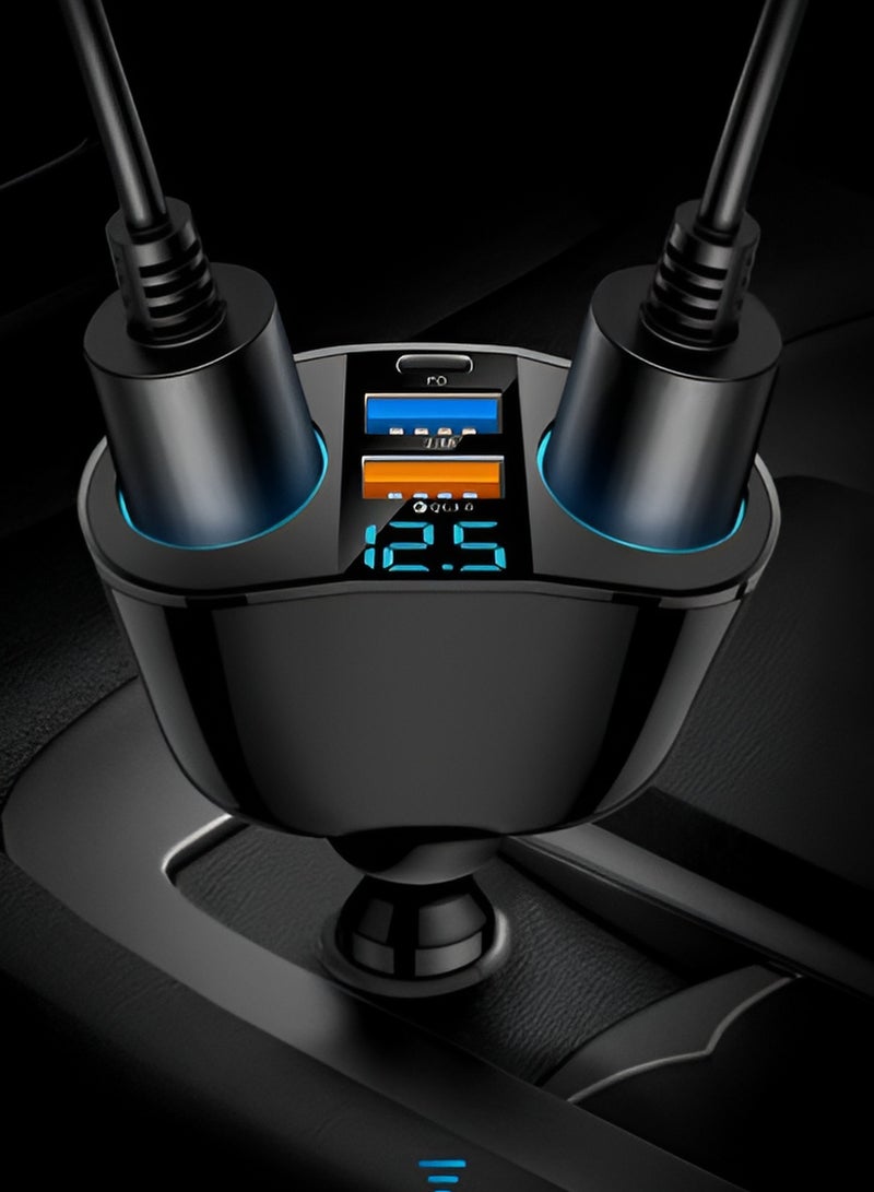 AROAQ Dual-head Cigarette Lighter USB, Car Charger With Dual USB Qc 3.0 Cigarette Lighter With Voltage Display, Ultra-fast Charging Car Cigarette Lighter Plug, ( PD-QC3.0-2.4A dual A) - Image 3