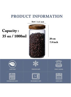 General 3 PCS Airtight Glass Storage Jar Borosilicate Glass Kitchen Canisters Glass Canister for Kitchen Pantry Organization Ideal for Coffee Nuts Cookie (1000ml)  - Image 2