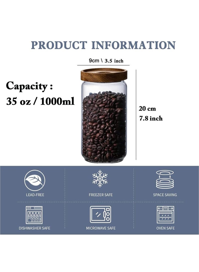 general 3 PCS Airtight Glass Storage Jar Borosilicate Glass Kitchen Canisters Glass Canister for Kitchen Pantry Organization Ideal for Coffee Nuts Cookie (1000ml) - Image 2