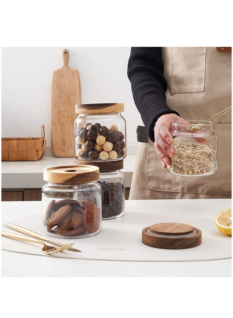 general 3 PCS Airtight Glass Storage Jar Borosilicate Glass Kitchen Canisters Glass Canister for Kitchen Pantry Organization Ideal for Coffee Nuts Cookie (1000ml) - Image 3
