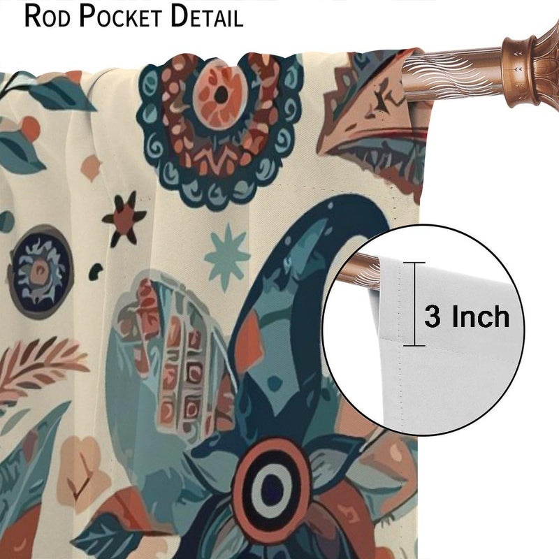 AuiMzoo Bohemian Floral Curtains, Vintage Floral Natural Botanical Peris Pattern Window Treatments, Blackout Curtains for Bedroom Living Room42X45 Inch - Image 5