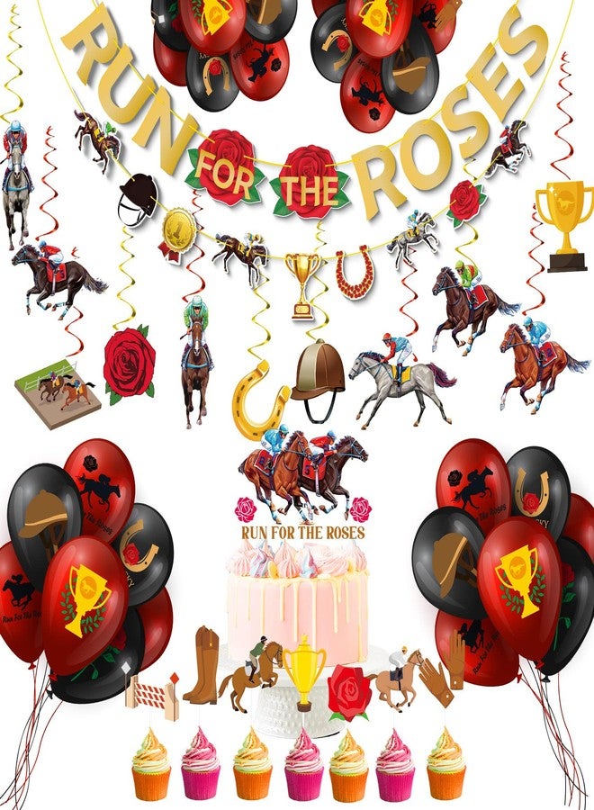 Funnlot Kentucky Derby Decorations, 71 Pieces Kentucky Derby Party Decorations 2025 Derby Banner Decorations Cupcake Balloons Hanging Derby Decorations Party Favors Supplies - Image 1