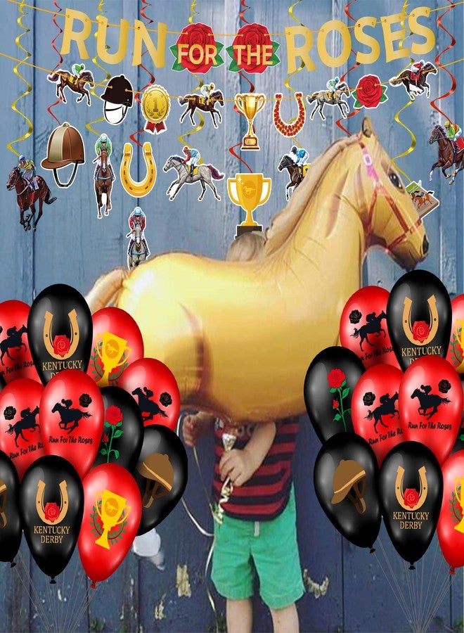 Funnlot Kentucky Derby Decorations, 71 Pieces Kentucky Derby Party Decorations 2025 Derby Banner Decorations Cupcake Balloons Hanging Derby Decorations Party Favors Supplies - Image 5
