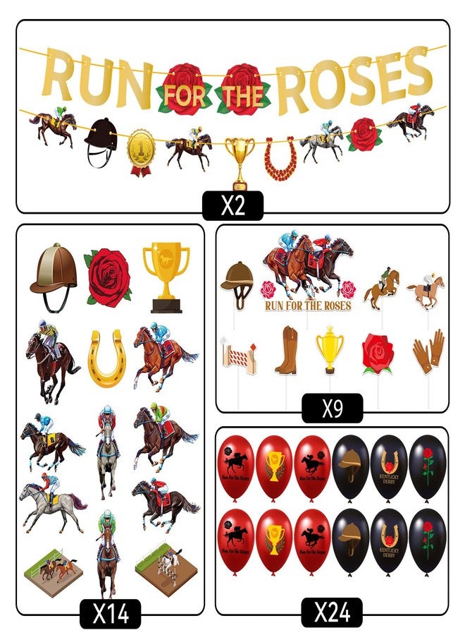 Funnlot Kentucky Derby Decorations, 71 Pieces Kentucky Derby Party Decorations 2025 Derby Banner Decorations Cupcake Balloons Hanging Derby Decorations Party Favors Supplies - Image 3