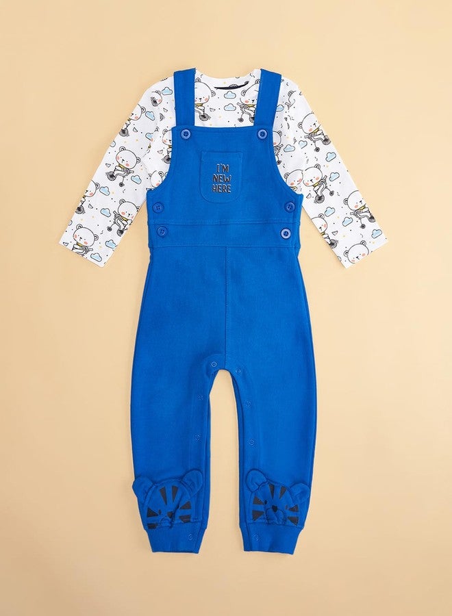 YU by Pantaloons Baby-Boy's Cotton Classic Standard Length Jumpsuit (110143294004_Blue - Image 2