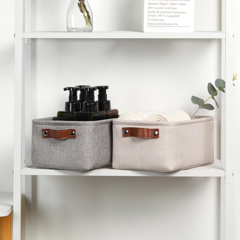 DULLEMELO Small Storage Basket for Shelves, Small Fabric Collapsible Rectangular Storage Bin for Shelves, Closets, Nursery, Home, Office, Empty Gift Basket (Beige) - Image 4