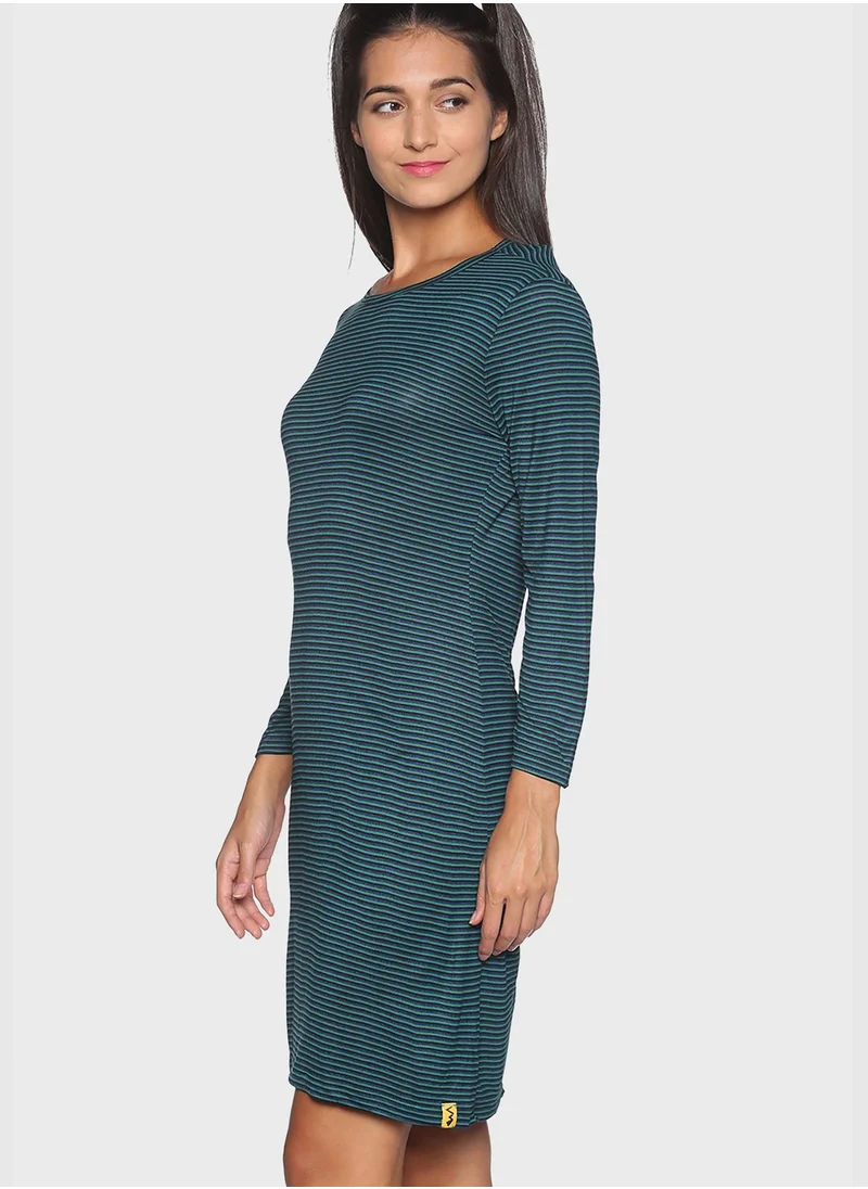 Campus Sutra Boat Neck Bodycon Dress