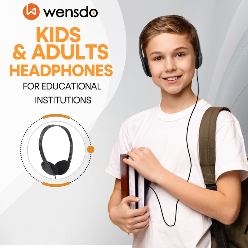 Wensdo 12 Pack Kids Headphones Bulk for Classroom School Students, Durable Wholesale Class Set Headphones for Kids Children Toddler Teen Boys Girls (HY857,12 Black) - Image 2