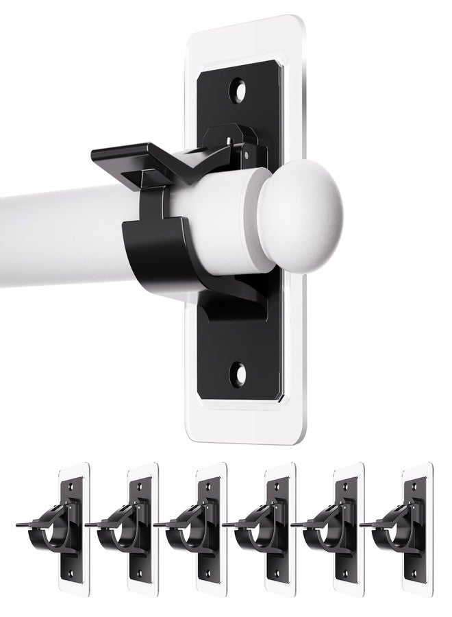 Antimbee 6PCS Self Adhesive Curtain Rod Bracket, No Drilling Curtain Rod Holders, Holding 20lbs Black Hook and Hanger for Bathroom, Living Room, Kitchen - Image 1