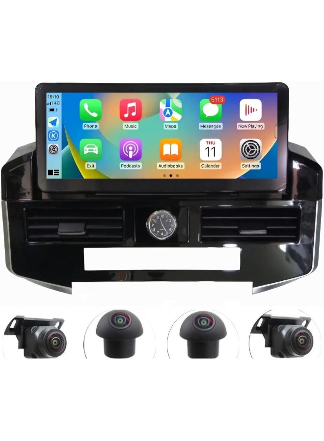 Vierex Android Car Stereo Screen For Toyota Land Cruiser LC200 GXR 2008-2022 12.3" With CarPlay Android Auto Wireless AHD 360° Camera Included Fast Interface (8+128GB 360D Cameras) - Image 1