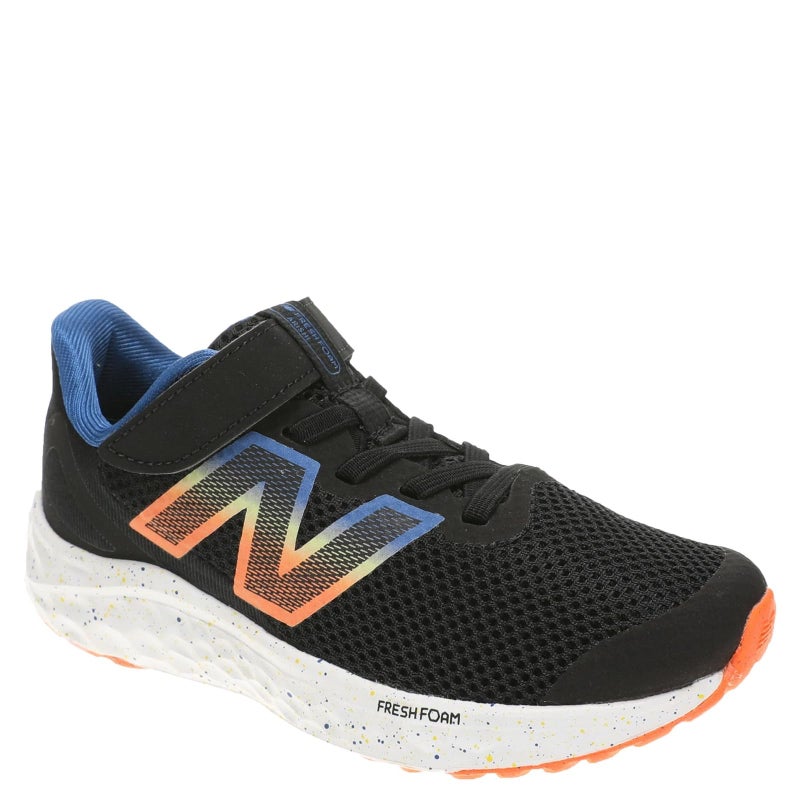 New Balance Fresh Foam Arishi V4 Bungee Lace with Top Strap Running Shoe BlackBlue AgateBlaze Orange 13 US Unisex Little Kid