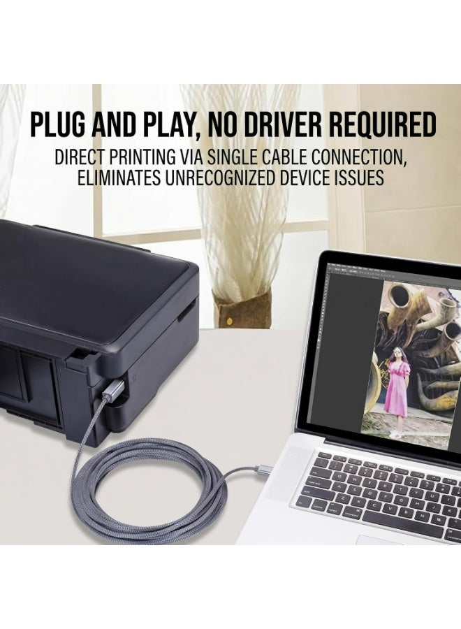 أبلينم كابل طابعة USB 2.0 (من النوع A ذكر إلى النوع B ذكر) - كابل مجدول عالي السرعة للطابعات والماسحات الضوئية، متوافق مع أجهزة HP وCanon وDell وLexmark وXerox وSamsung وغيرها (الطول: 3.28 قدم / 1 متر) - Image 2