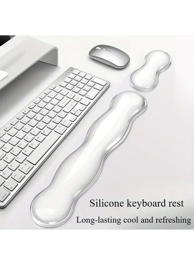 Transparent Two Piece Set Ergonomic Keyboard Wrist Rest Office Pad - Image 1