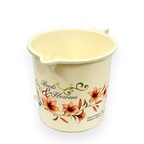 Homfine Printed Bath Mug 1Ltr for Multipurpose Use Home, Kitchen (Round, Plastic - Off White) (2) - Image 3