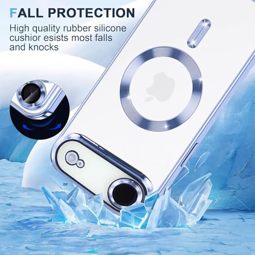 VONZEE Electroplating Transparent Clear Logo Back Cover TPU Compatible with iPhone 17 Air, Compatible with Magsafe, Full Body & Individual Camera Protection for Each Lens for Men & Women|Sierra Blue - Image 3
