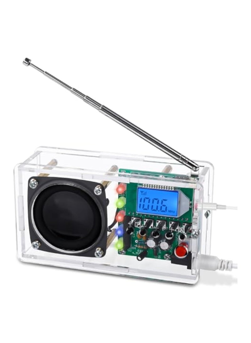 KASTWAVE Soldering Project Radio, FM Radio Kit, Radio Assembly Kit, with LED Flashing Light, DIY Radio Kit with Headphone Jack LCD Display, Soldering Practice Kit FM 76-108MHz, Learning Teaching STEM Education  - Image 1