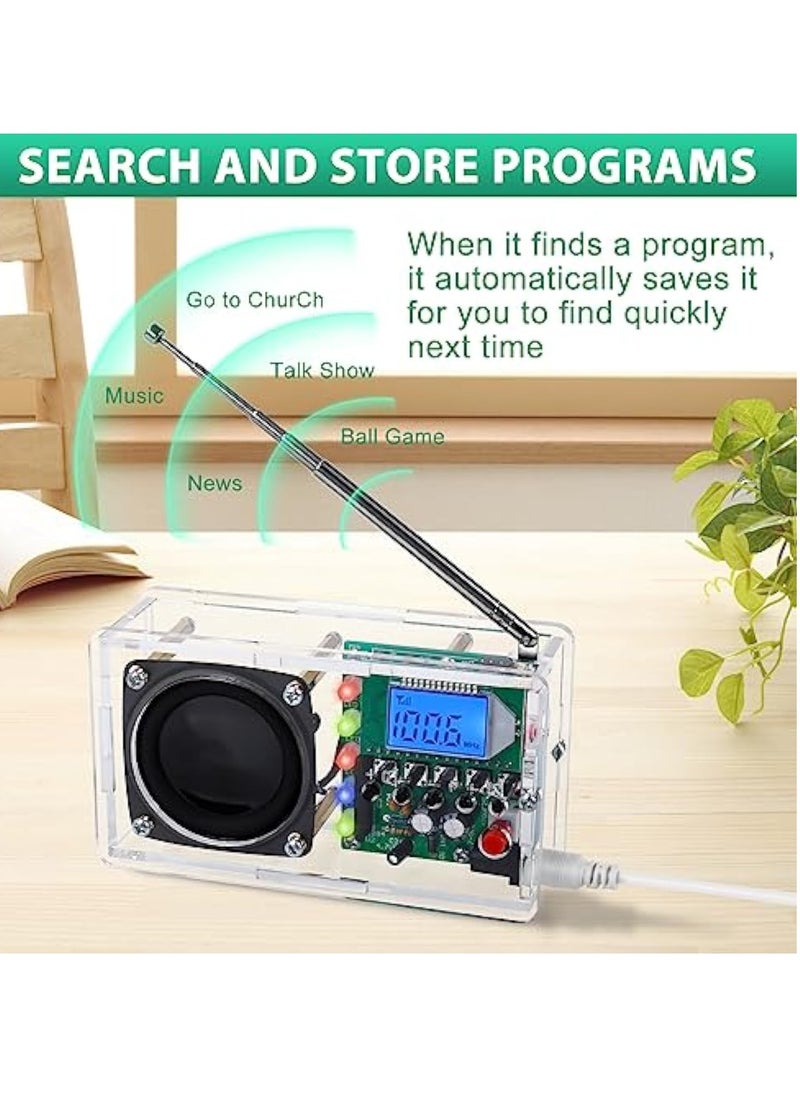 KASTWAVE Soldering Project Radio, FM Radio Kit, Radio Assembly Kit, with LED Flashing Light, DIY Radio Kit with Headphone Jack LCD Display, Soldering Practice Kit FM 76-108MHz, Learning Teaching STEM Education  - Image 3