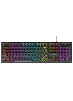 T-WOLF 104 Round Key Wired Keyboard Membrane with Rainbow Backlight Effect for Office Laptop PC Gaming  - Image 1