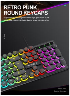 T-WOLF 104 Round Key Wired Keyboard Membrane with Rainbow Backlight Effect for Office Laptop PC Gaming  - Image 5