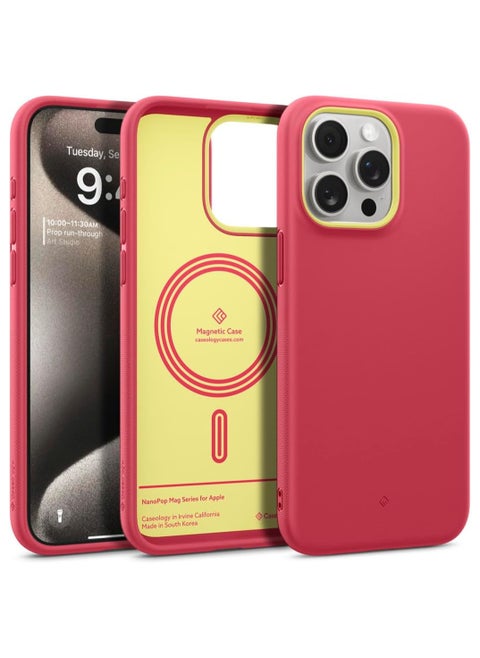 Caseology Nano Pop Mag for iPhone 15 Pro Max Magsafe Case 5G [Dual Layer Silicone Case] Grade Drop Tested (2023) iPhone 15 Pro Max - Magenta Lychee