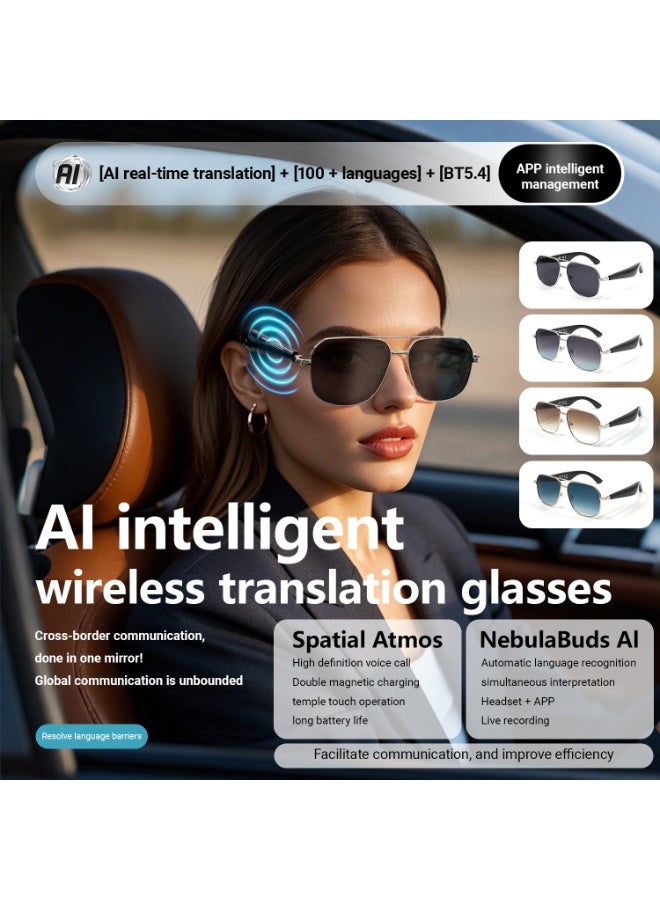 Smart Glasses with AI, Polarized Sunglasses with Bluetooth Speaker, Athletic, Outdoor, Sports UV Protection and Voice Control, Smart AI translation Glasses and Headphones, Translation in 144 languages, AI Chat, Music, Assistant via Bluetooth 5.4-grey  - Image 3