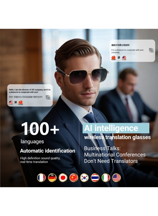 Smart Glasses with AI, Polarized Sunglasses with Bluetooth Speaker, Athletic, Outdoor, Sports UV Protection and Voice Control, Smart AI translation Glasses and Headphones, Translation in 144 languages, AI Chat, Music, Assistant via Bluetooth 5.4-grey  - Image 5
