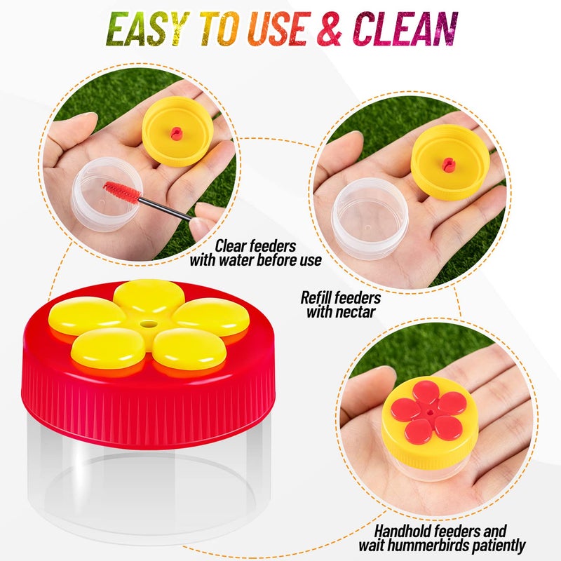 ZHBDMGK Hand Hummingbird Feeder, 4Pcs Mini Flower Hand Held Hummingbird Feeder with 4Pcs Cleaning Brush, Window Humming Wild Bird Feeders for Outdoor Supplies - Image 3