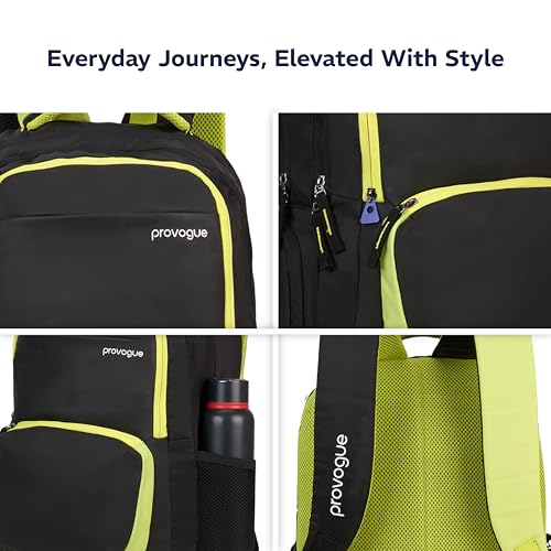 Provogue Pacer Smart laptop backpack with built-in rain cover, office backpack, travel bag, laptop bag for men and women with bottle holder and side pocket, with laptop sleeve, Midnight Black, 35 Ltr - Image 5