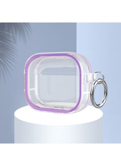 Case Cover Two-color Photo Frame PC+TPU Anti-fall Wireless Earphone Case with Hook For AirPods 3 Purple