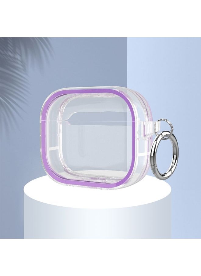 Generic - Case Cover Two-color Photo Frame PC+TPU Anti-fall Wireless Earphone Case with Hook For AirPods 3 Purple - Image 1