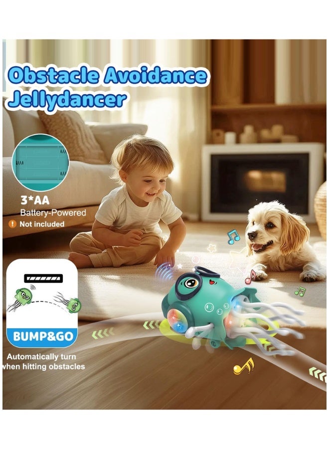 DAT Dancing Jellyfish Toy with Dynamic Music and 3D Lights, Bump & Go Obstacle Avoidance, Assorted Color, Interactive Floor Toy for Kids - Image 4