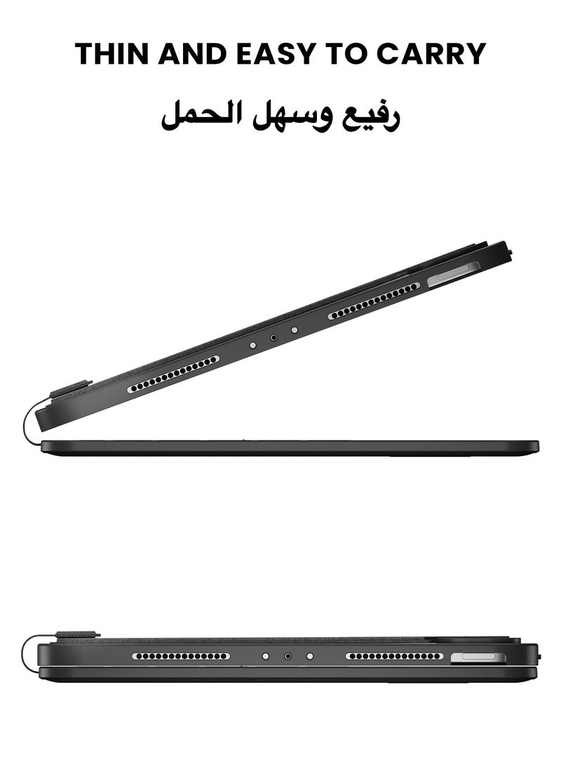 TinyMoose - SpacePad Magic Keyboard for iPad – 3-Way Multi-Touchpad, 7-Color Backlit, Scissor Keys, Detachable Design, Bluetooth 5.0 – Compatible with iPad Pro 12.9 2018-2022 / iPad Air 13 2024 – Carbon Black – Supports English & Arabic - Image 1