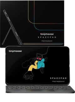 تاينيموس لوحة مفاتيح سحرية تاينيموس SpacePad للآيباد – كيبورد آيباد متعدد الوظائف مع لوحة لمس 3 اتجاهات، إضاءة خلفية بـ7 ألوان، مفاتيح مقصية، بلوتوث 5.0، لوحة مفاتيح قابلة للفصل مع غطاء للآيباد، إضاءة خلفية باللغتين العربية والإنجليزية – متوافق مع  iPad Pro 12.9 2018-2022 / iPad Air 13 2024 – لون أسود كربوني  - Image 2