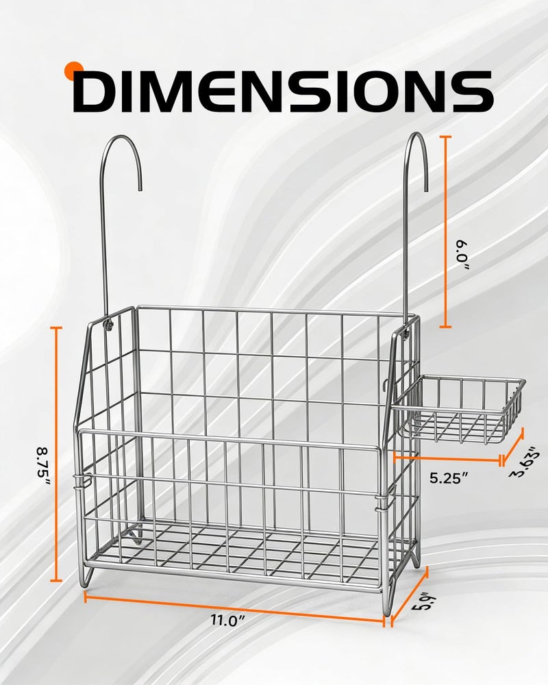 IntreLife Large Rustproof Shower Caddy Hanging, 304 Stainless Steel Hanging Shower Organizer Basket for Bathroom & Bathtub, Over the Rod Shower Rack for Shampoo, Conditioner, Soap & Bath Accessories(Silver) - Image 3
