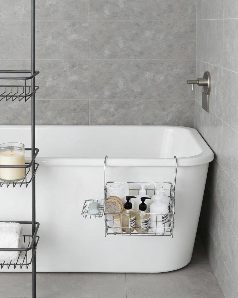 IntreLife Large Rustproof Shower Caddy Hanging, 304 Stainless Steel Hanging Shower Organizer Basket for Bathroom & Bathtub, Over the Rod Shower Rack for Shampoo, Conditioner, Soap & Bath Accessories(Silver) - Image 4