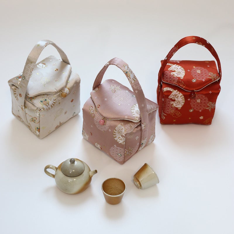 Brocade One Pot Two Cups Tea Set Cloth Bag Pot Bag Gift Handbag Cover Bowl Male Cup Cotton Fabric Storage Packaging Bag - Image 2