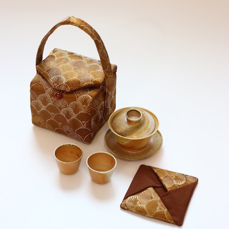 Brocade One Pot Two Cups Tea Set Cloth Bag Pot Bag Gift Handbag Cover Bowl Male Cup Cotton Fabric Storage Packaging Bag - Image 3